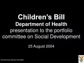 Current status of child health in SA