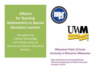 Milwaukee Public Schools University of Wisconsin-Milwaukee