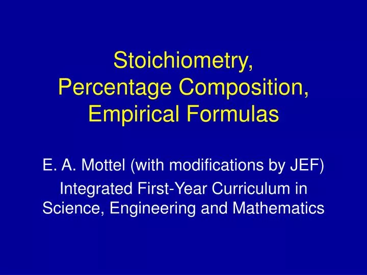 stoichiometry percentage composition empirical formulas