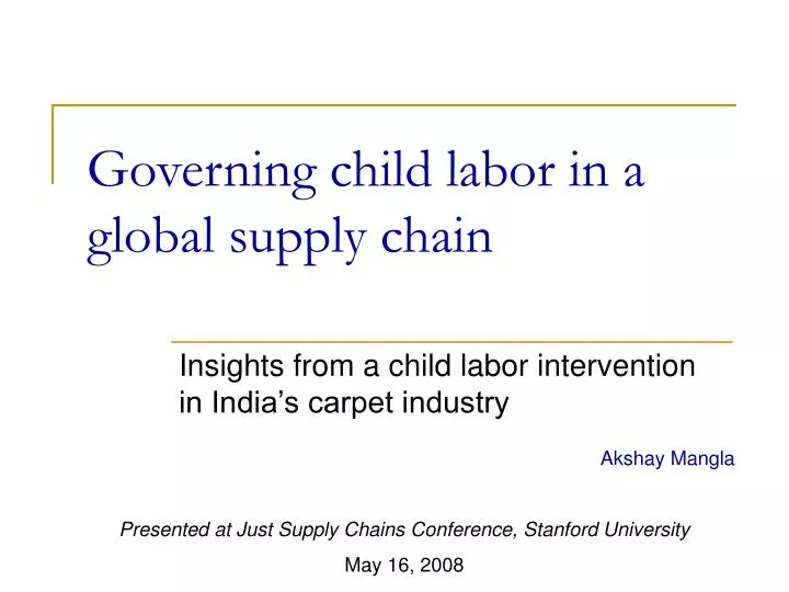 governing child labor in a global supply chain