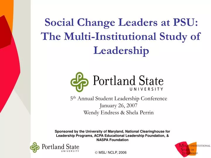 social change leaders at psu the multi institutional study of leadership