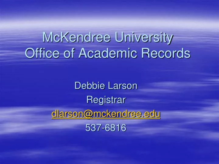 mckendree university office of academic records