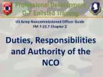 Duties, Responsibilities and Authority of the NCO - slide 1