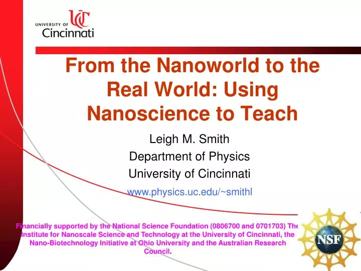 from the nanoworld to the real world using nanoscience to teach