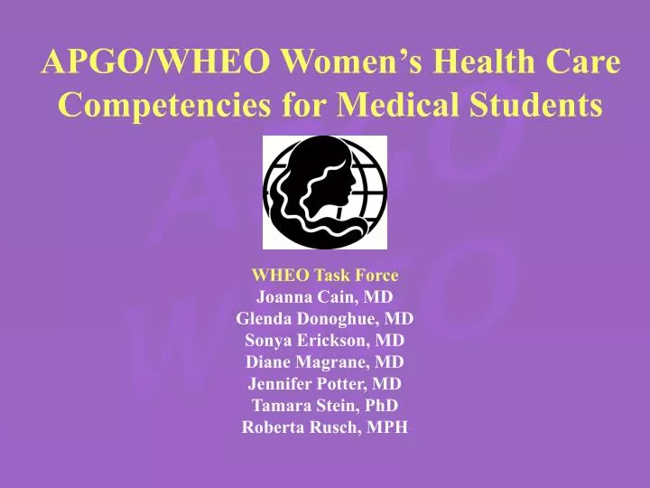apgo wheo women s health care competencies for medical students