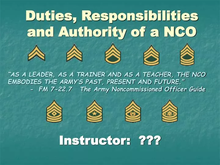 duties responsibilities and authority of a nco