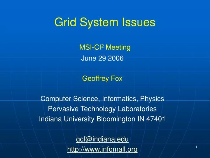 grid system issues msi ci 2 meeting
