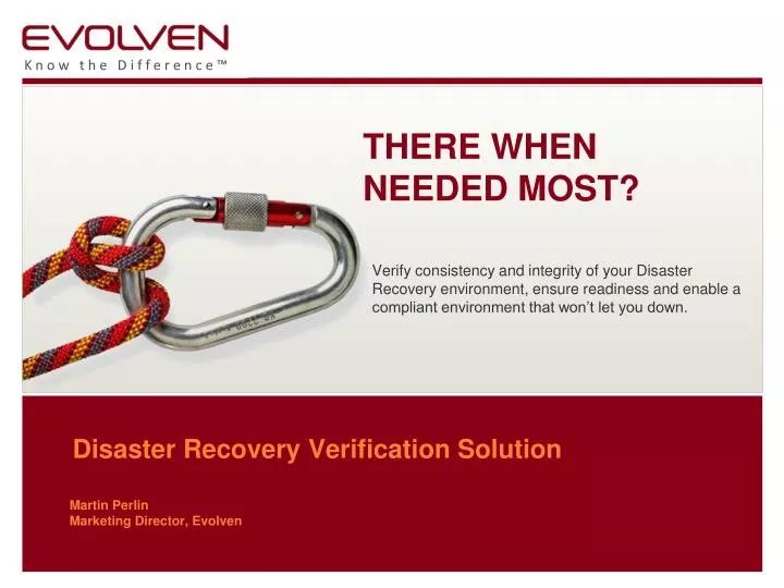 disaster recovery verification solution