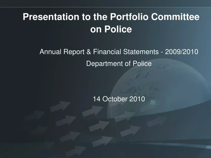 presentation to the portfolio committee on police