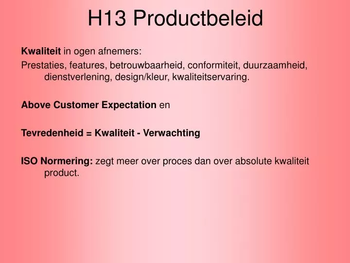 h13 productbeleid