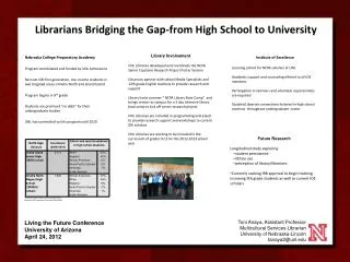 Librarians Bridging the Gap-from High School to University
