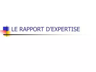 le rapport d expertise