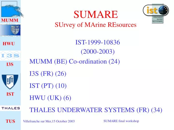 sumare survey of marine resources