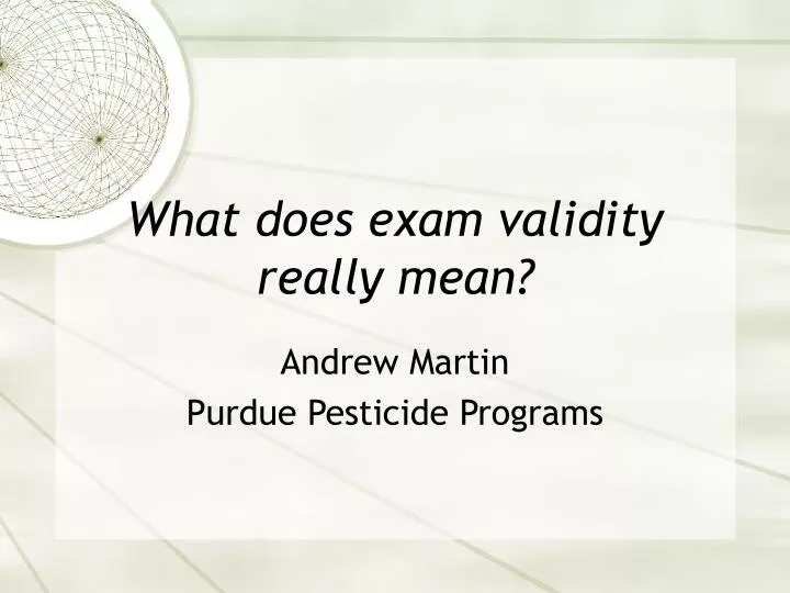 what does exam validity really mean