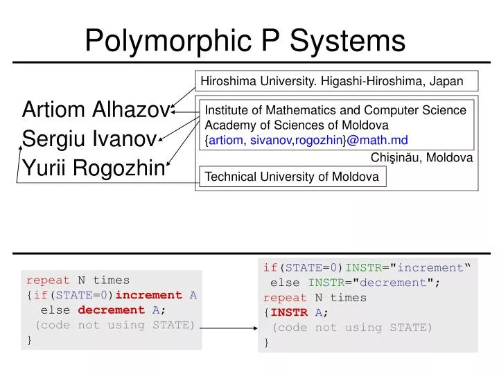 polymorphic p systems
