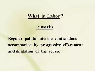 What is Labor ? (: work)