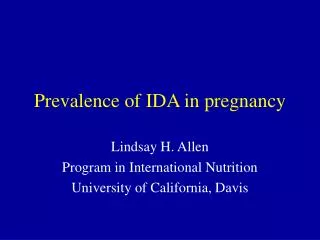 Prevalence of IDA in pregnancy