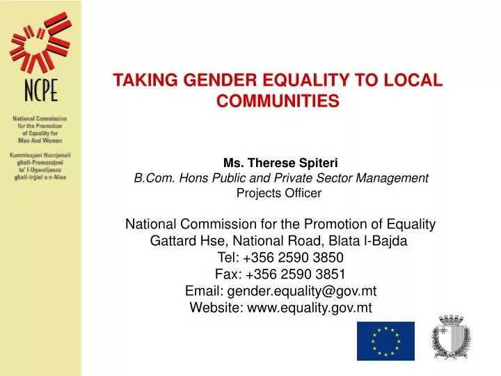 taking gender equality to local communities