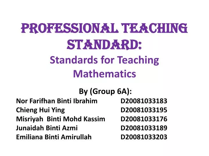 professional teaching standard standards for teaching mathematics