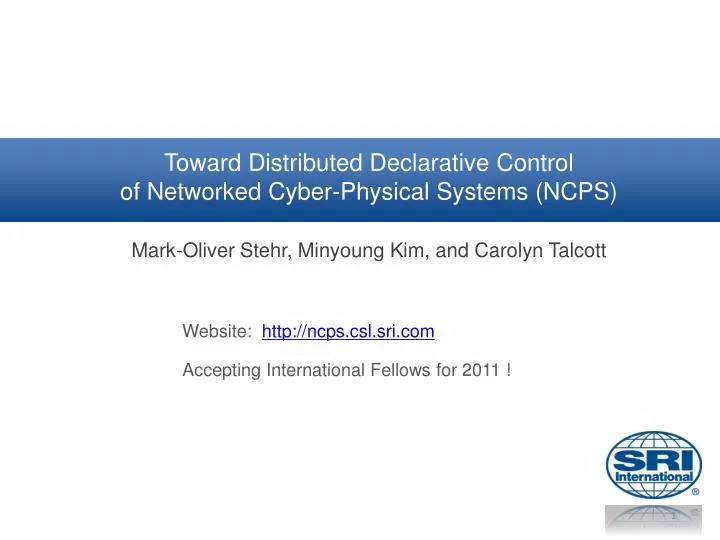 toward distributed declarative control of networked cyber physical systems ncps