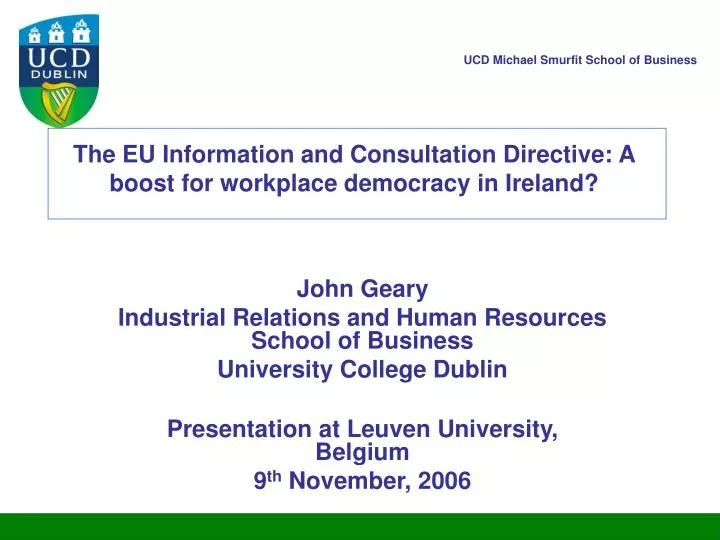 the eu information and consultation directive a boost for workplace democracy in ireland