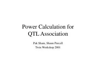 Power Calculation for QTL Association