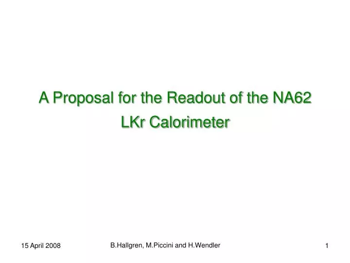 a proposal for the readout of the na62 lkr calorimeter