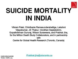 SUICIDE MORTALITY IN INDIA