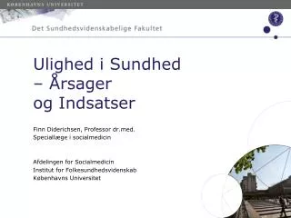ulighed i sundhed rsager og indsatser