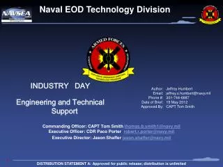 INDUSTRY DAY Engineering and Technical Support
