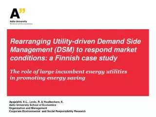 The role of large incumbent energy utilities in promoting energy saving