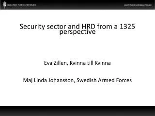 Security sector and HRD from a 1325 perspective