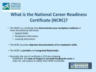 What is the National Career Readiness Certificate (NCRC)?