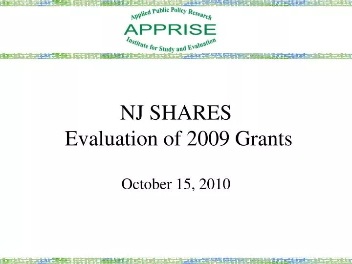 nj shares evaluation of 2009 grants