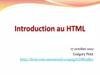 Introduction au HTML