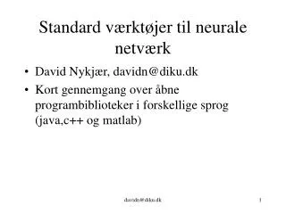 standard v rkt jer til neurale netv rk