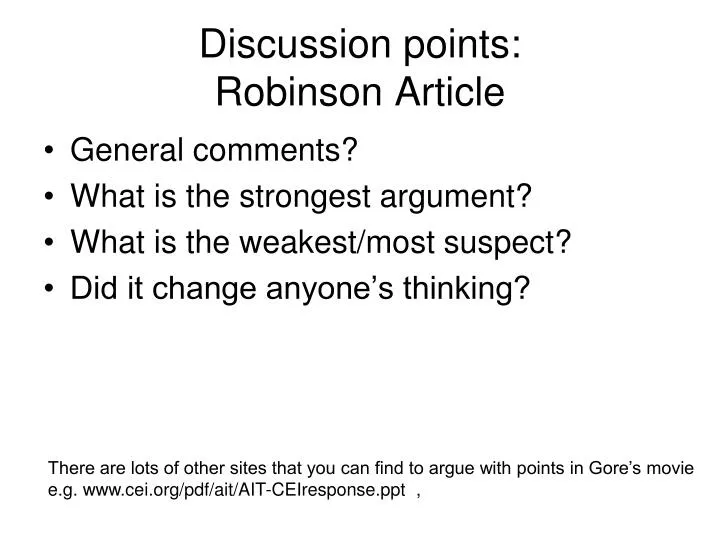 discussion points robinson article