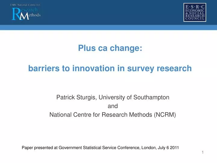 plus ca change barriers to innovation in survey research