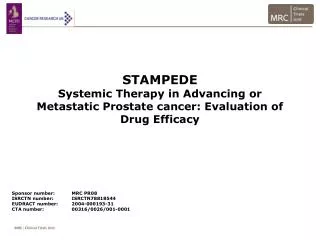 STAMPEDE Systemic Therapy in Advancing or Metastatic Prostate cancer: Evaluation of Drug Efficacy