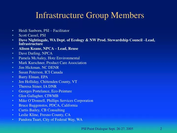 infrastructure group members