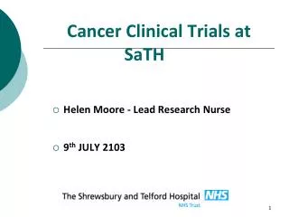 Cancer Clinical Trials at SaTH