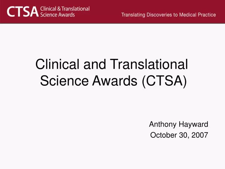 clinical and translational science awards ctsa