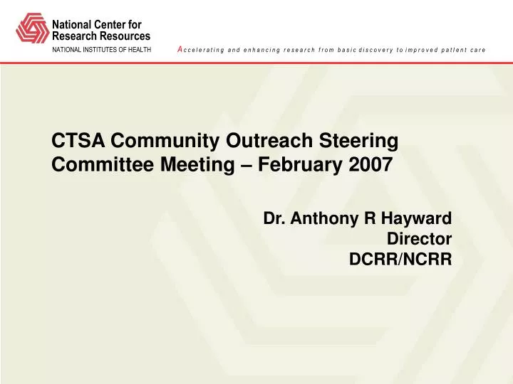 ctsa community outreach steering committee meeting february 2007