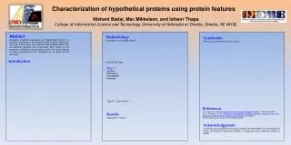 Characterization of hypothetical proteins using protein features