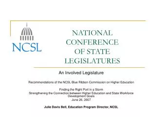 NATIONAL CONFERENCE OF STATE LEGISLATURES