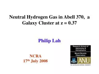 Neutral Hydrogen Gas in Abell 370, a G alaxy C luster at z = 0.37