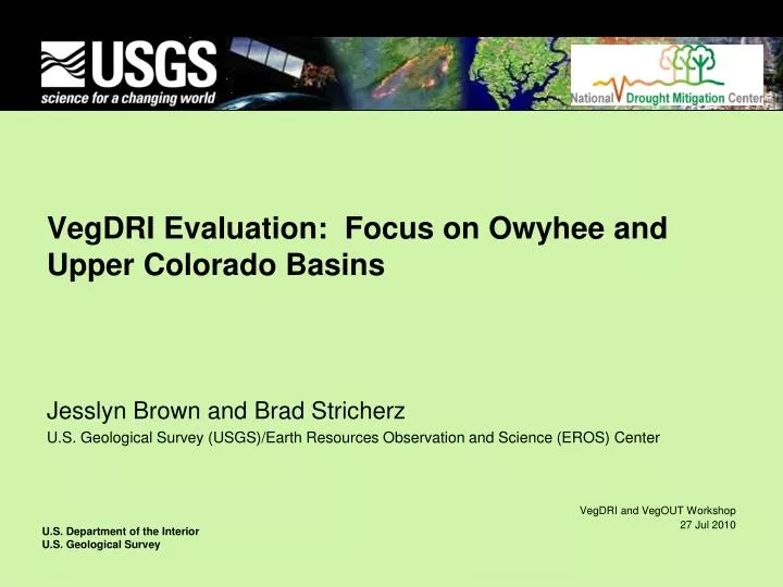 vegdri evaluation focus on owyhee and upper colorado basins