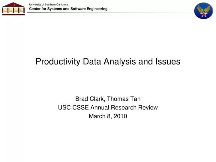 productivity data analysis and issues