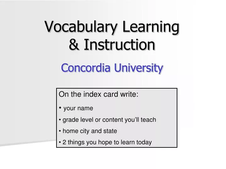 vocabulary learning instruction concordia university