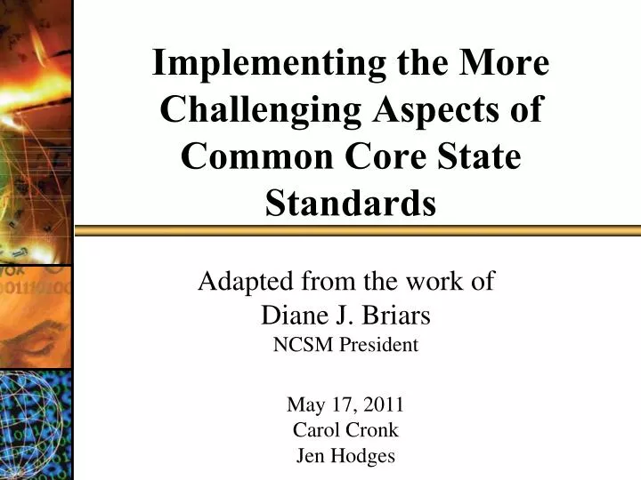 implementing the more challenging aspects of common core state standards